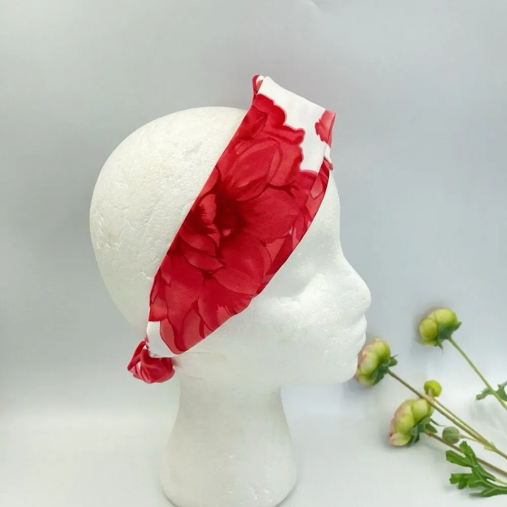 New Women Headband Hair Accessories Cross Red And White Floral